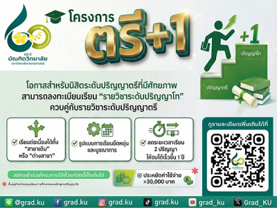 เชิญชวนนิสิต มก. สมัครเข้าร่วมโครงการ ตรี+1